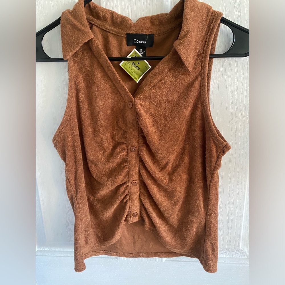 *NEW* Halter Faux Button Up Top Sleeveless Size L